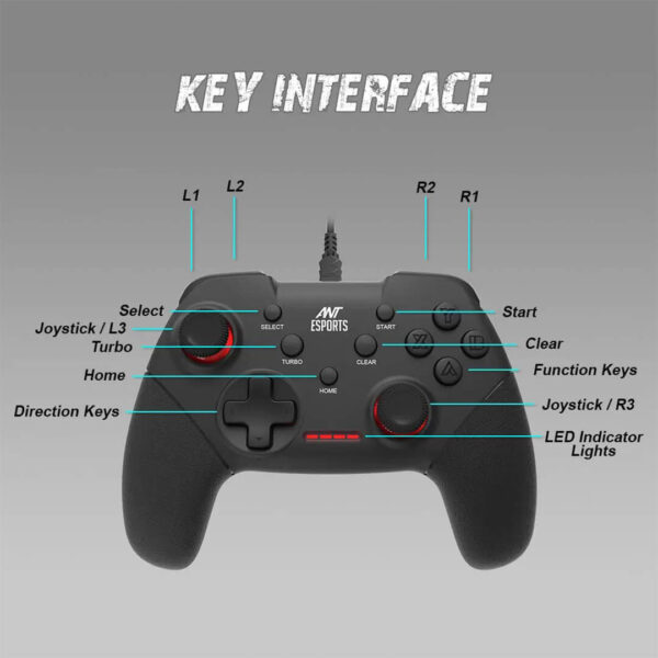 ANT ESPORTS GP100 Wired Gamepad Image 4 - Gamesncomps.com