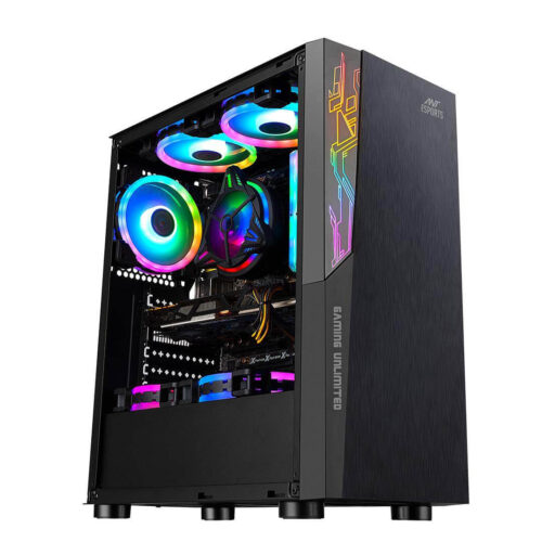 Ant Esports ICE-120AG Mid Tower Gaming Cabinet Black Image 6 - Gamesncomps.com