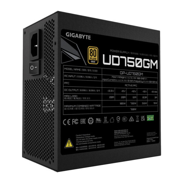 GIGABYTE 750 Watts UD750GM 80 Plus Gold Power Supply Image 3 - Gamesncomps.com