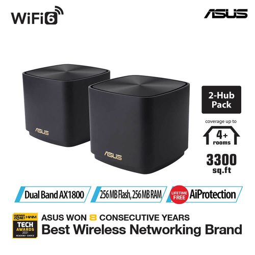 ASUS ZenWiFi Mini XD4 AX 1800 Mbps Dual Band WiFi 6 Router 2 Pack Black - XD4-BLACK-2PACK - GamesnComps.com