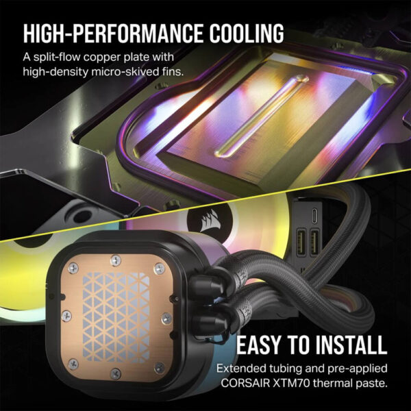 Corsair iCUE 360mm Link H150i RGB AIO Liquid CPU Cooler Black - CW-9061003-WW Image 2 - GamesnComps.com