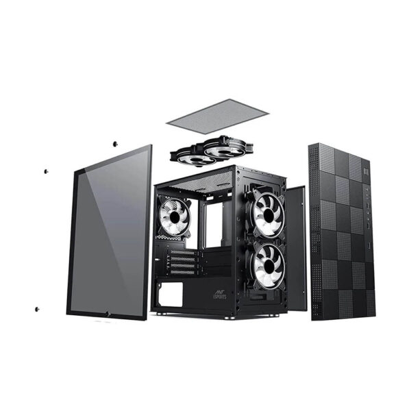 Ant Esports Elite 1000 TG Mid Tower Gaming Cabinet Black - ELITE1000TG Image 1 - GamesnComps.com