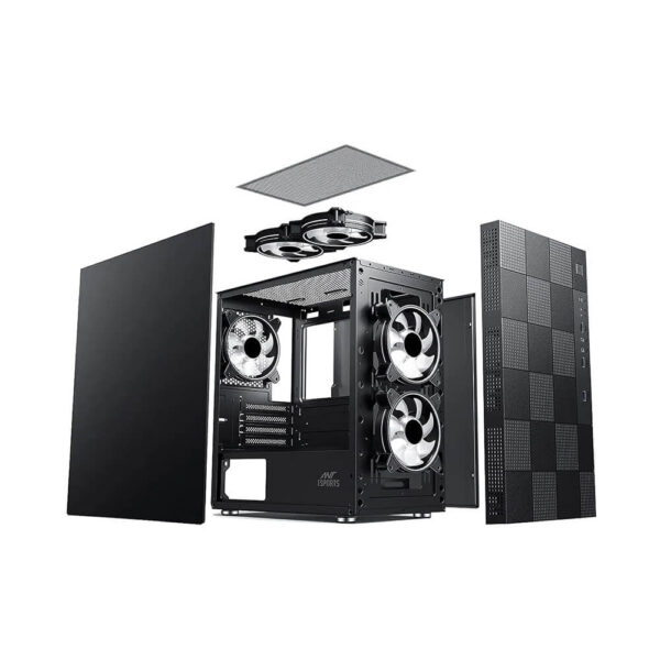 Ant Esports Elite 1000 PS Mid Tower Gaming Cabinet Black - ELITE1000PS Image 2 - GamesnComps.com