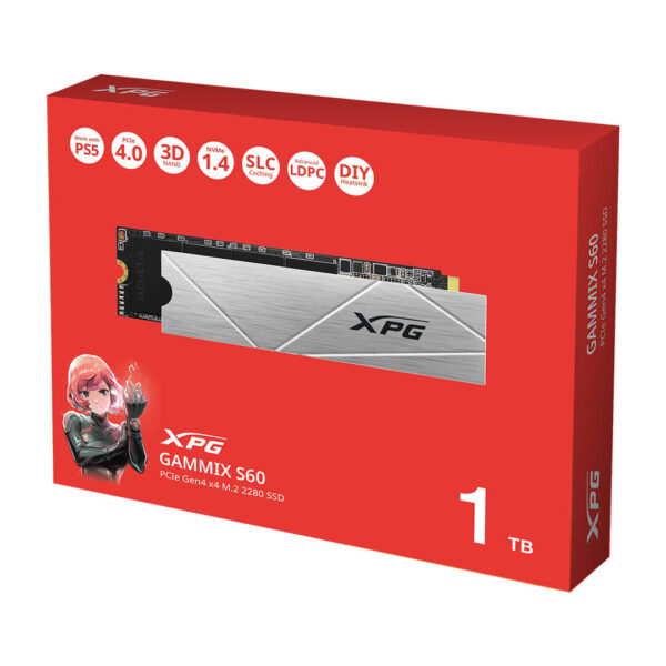 Adata XPG GAMMIX S60 1TB PCIe Gen4 x4 M.2 2280 SSD - AGAMMIXS60-1T-CS Image 7 - Gamesncomps.com