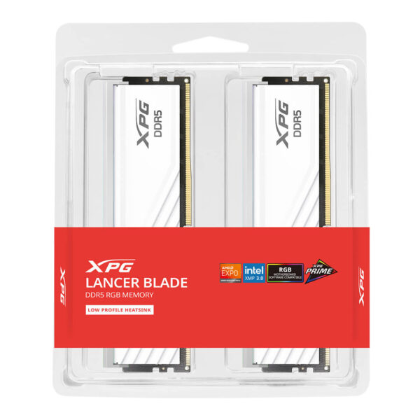 Adata XPG 48GB (24GBx2) Lancer Blade RGB Series DDR5 6000MHz Desktop RAM White Image 1 - Gamesncomps.com