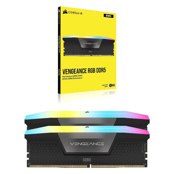 Corsair 32GB (2x16GB) VENGEANCE RGB DDR5 DRAM 6000Mhz CL36 RAM Black - Intel XMP Ready Image 1 - Gamesncomps.com