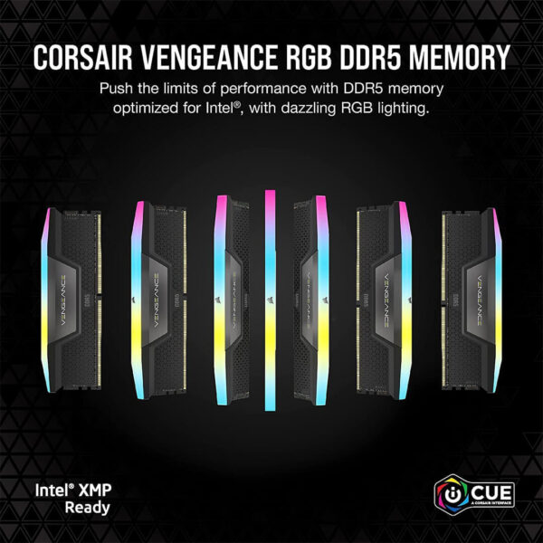 Corsair 32GB (2x16GB) VENGEANCE RGB DDR5 DRAM 6000Mhz CL36 RAM Black - Intel XMP Ready Image 2 - Gamesncomps.com