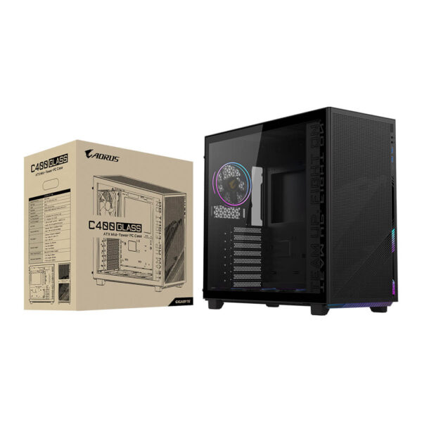 Gigabyte AORUS C400 Glass Mid Tower Cabinet Black Image 7 - Gamesncomps.com