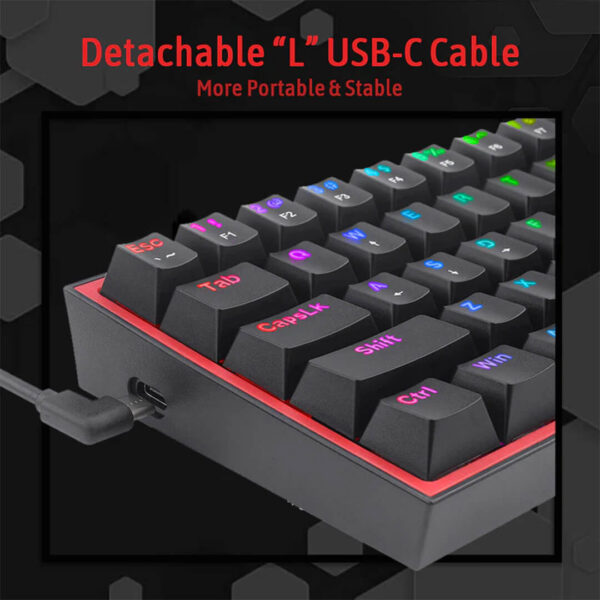 Redragon Fizz RGB K617 Wired Mechanical Gaming Keyboard Black Images-5 Gamesncomps.com