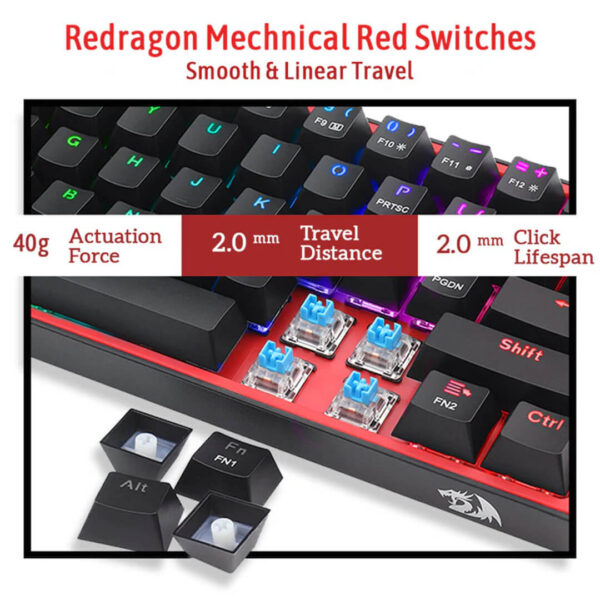 Redragon Fizz RGB K617 Wired Mechanical Gaming Keyboard Black Images-3 Gamesncomps.com