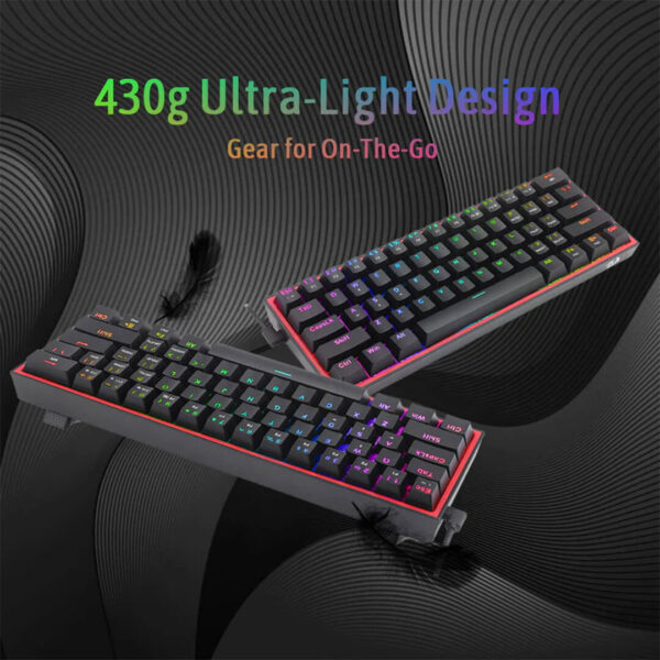 Redragon Fizz RGB K617 Wired Mechanical Gaming Keyboard Black Images-2 Gamesncomps.com