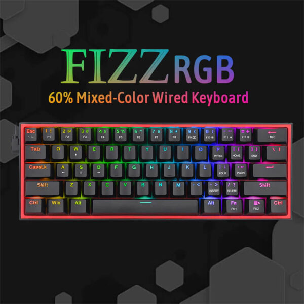 Redragon Fizz RGB K617 Wired Mechanical Gaming Keyboard Black Images-6 Gamesncomps.com