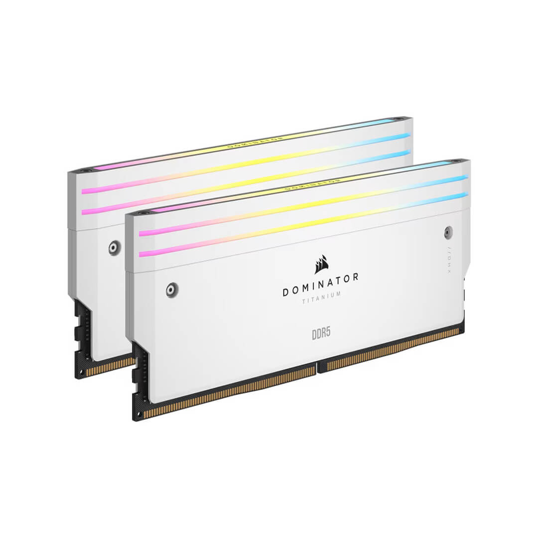 Corsair DOMINATOR TITANIUM RGB 64GB (32GB x 2) DDR5 6000Mhz CL30 AMD EXPO & Intel XMP Desktop Memory (RAM) White Image 1 - GamesNComps.com