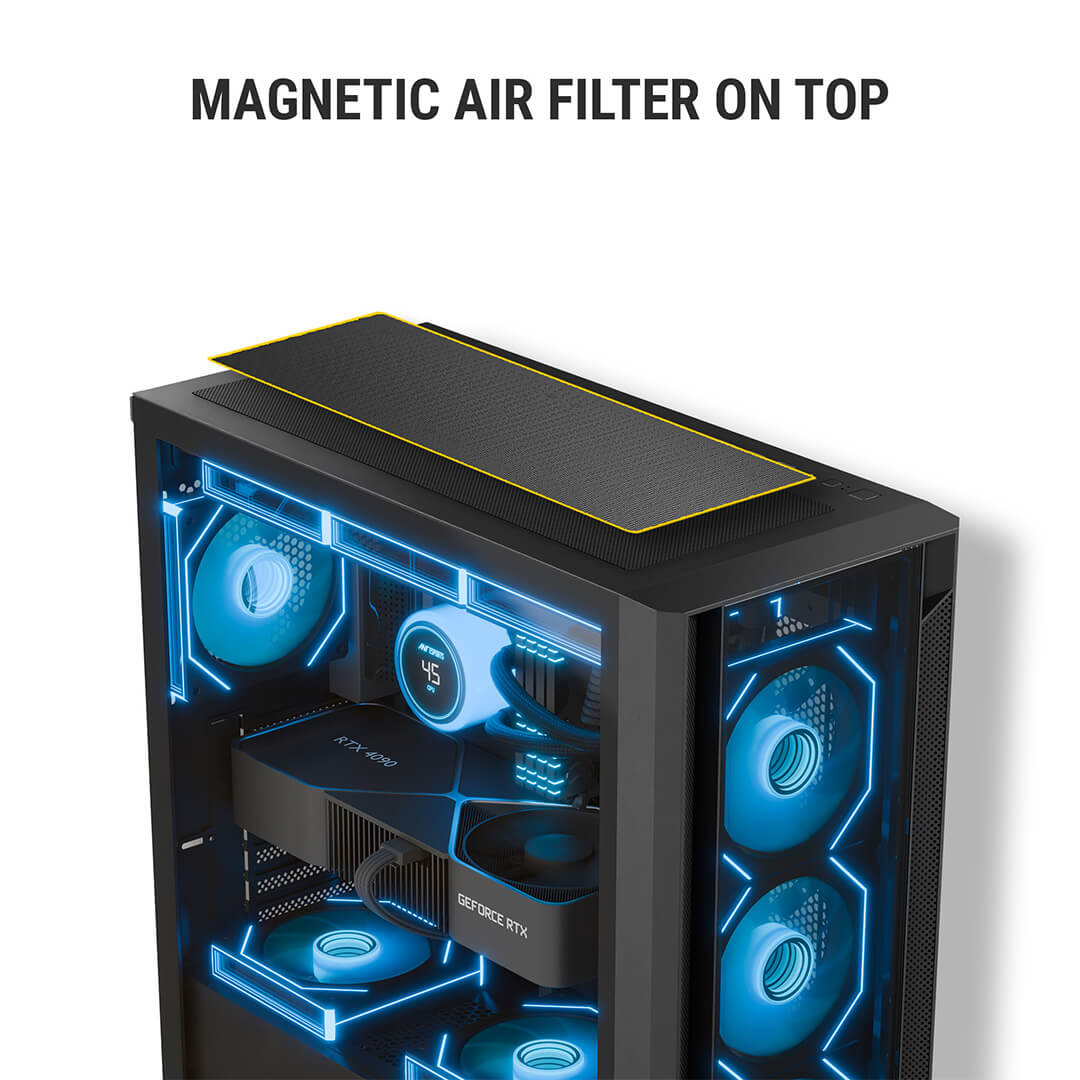 Ant Esports AQUA 360 4 FAN Mid Tower Gaming Cabinet Black-Images-4 Gamesncomps.com