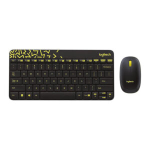Logitech MK240 Nano USB Wireless Keyboard and Mouse Set, Works on PC & Mac, Black/Chartreuse Yellow - GamesNComps.com
