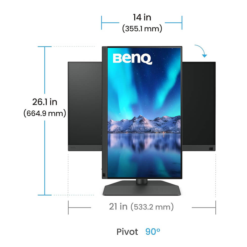 BenQ PhotoVue SW242Q 24 Inch 2k IPS Panel 100% sRGB, 98% P3, 99% Adobe RGB 90W USB-C Pro Photographer & Videographer Monitor Image 2 - GamesNComps.com