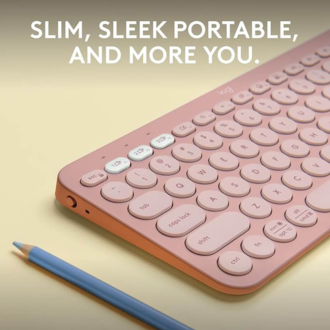 Logitech Pebble Keys 2 K380s, Multi-Device Bluetooth Wireless Keyboard Tonal Rose-Images-5 Gamesncomps.com