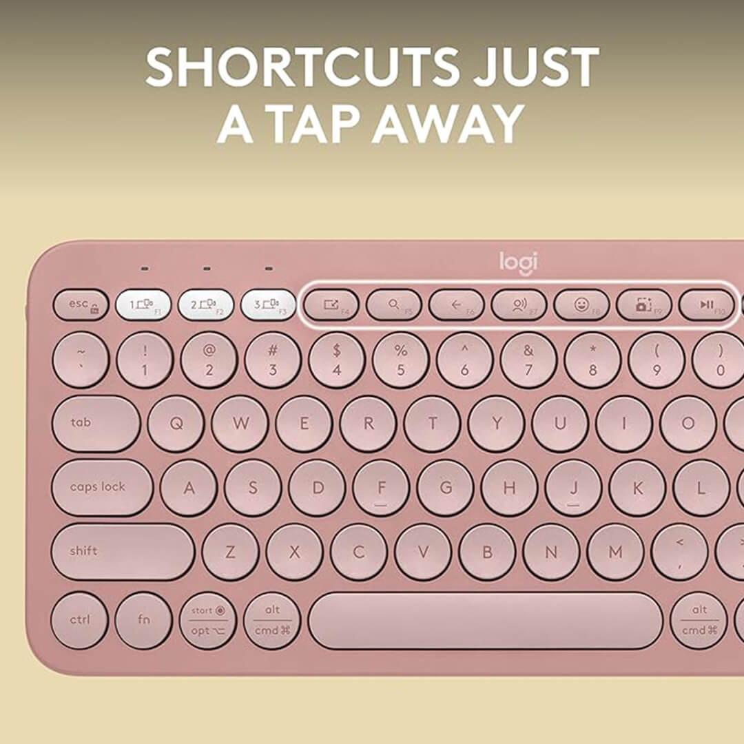 Logitech Pebble Keys 2 K380s, Multi-Device Bluetooth Wireless Keyboard Tonal Rose-Images-1 Gamesncomps.com