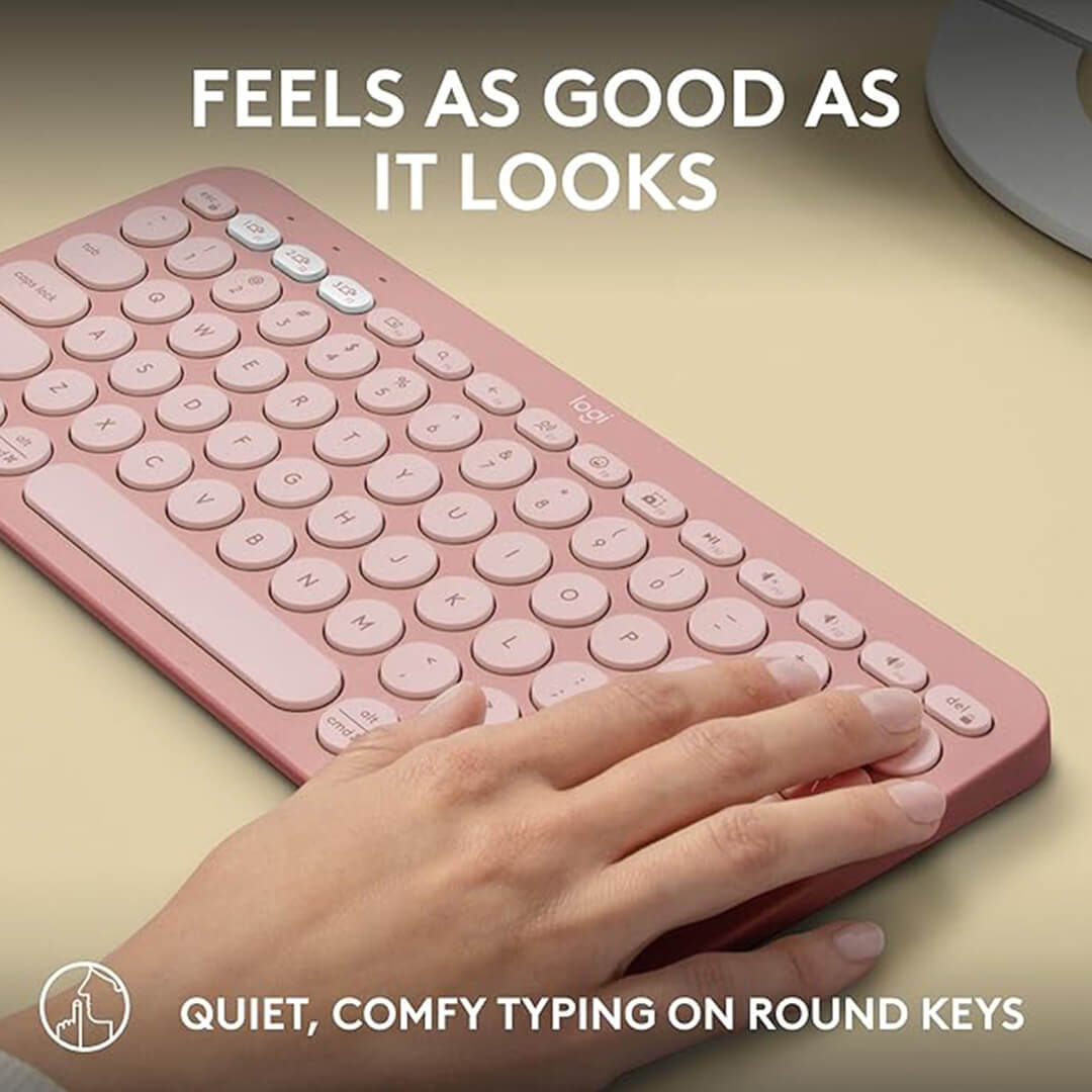 Logitech Pebble Keys 2 K380s, Multi-Device Bluetooth Wireless Keyboard Tonal Rose-Images-2 Gamesncomps.com