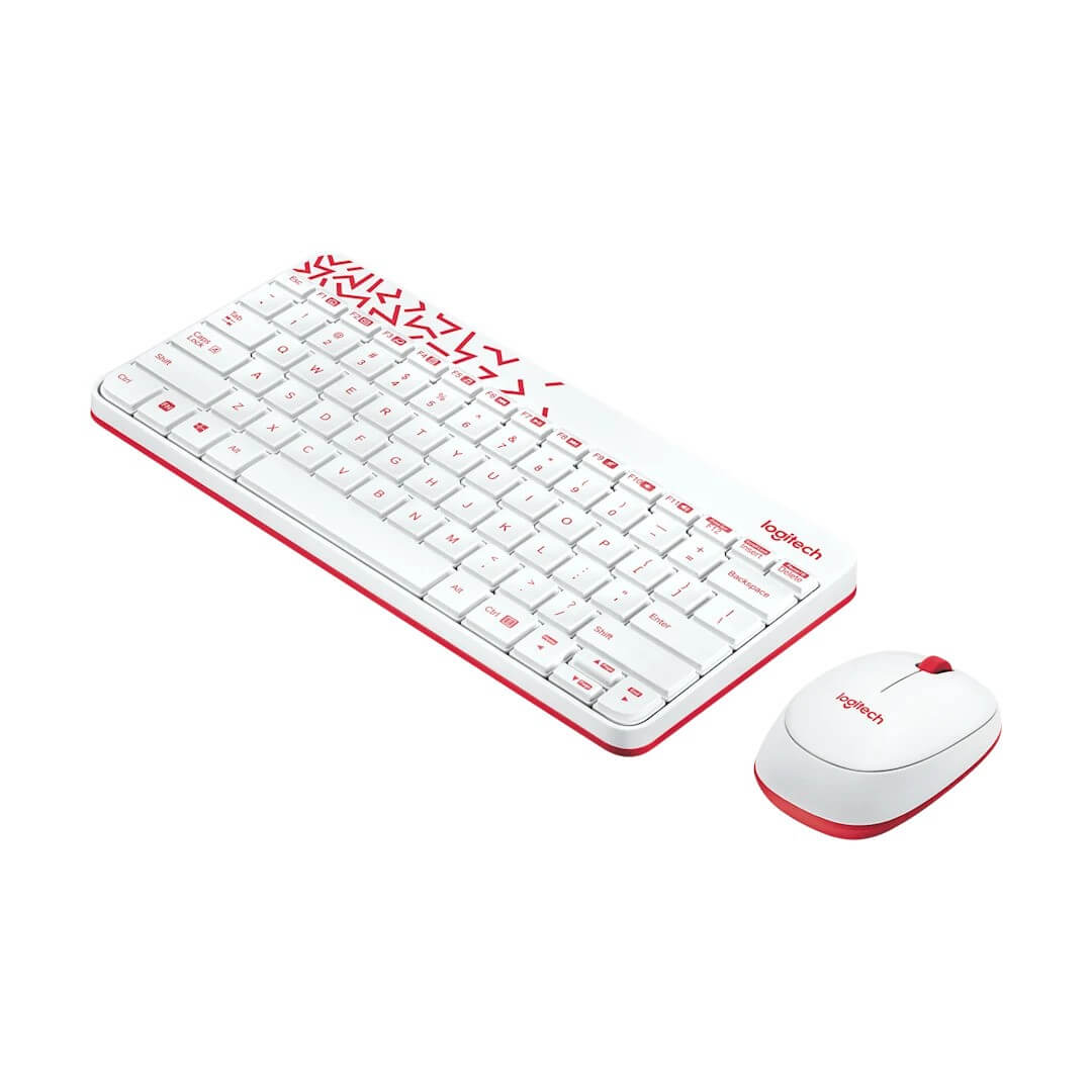 Logitech MK240 Nano USB Wireless Keyboard and Mouse Set, Works on PC & Mac, White/Vivid Red - Image 2