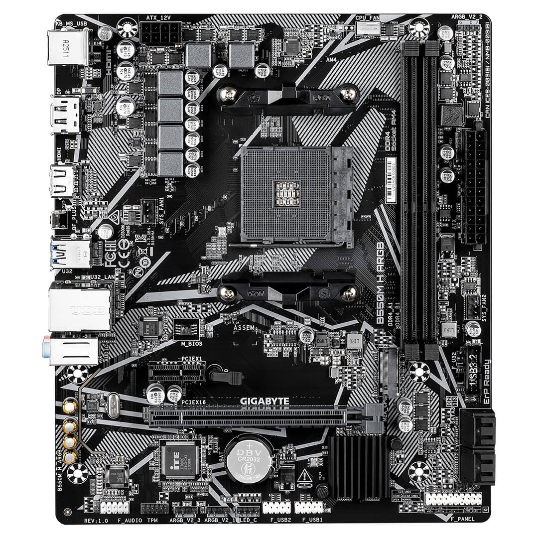 Gigabyte B550M H ARGB AMD AM4 Socket DDR4 Motherboard-Images-1 Gamesncomps.com