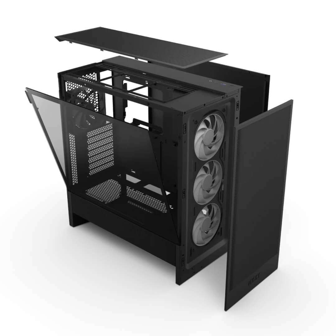 Nzxt H5 Flow RGB 2024 Edition E-ATX Mid Tower Case Cabinet (Black)-Images-2 Gamesncomps.com