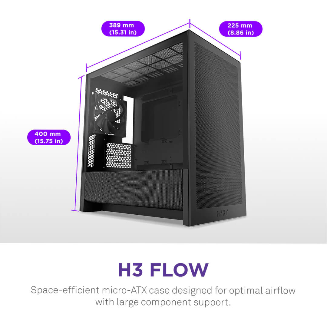 NZXT H3 Flow M-ATX Mini Tower Case 2025 Edition Cabinet-Images-8 Gamesncomps.com